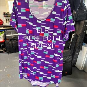 LuLaRoe Multicolor Geometric Short Sleeve Tee